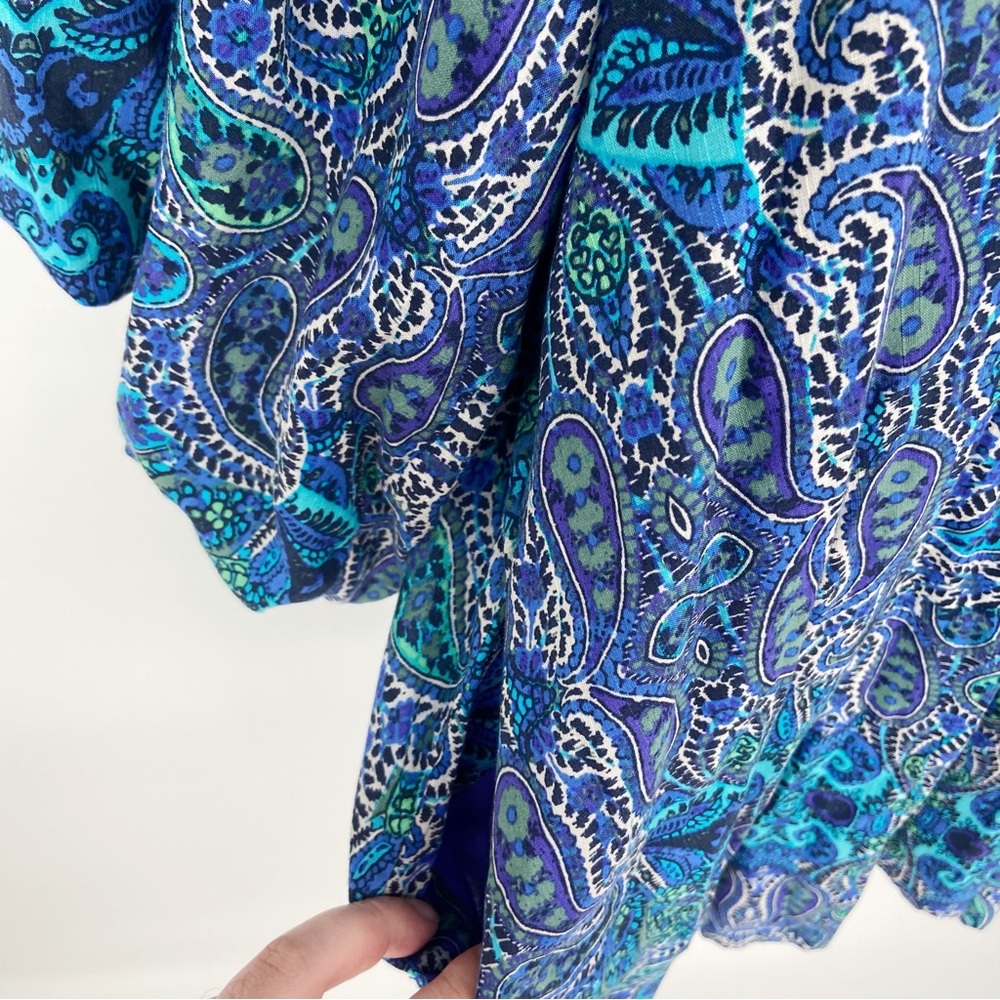 Anthropologie Lissa Boho Crochet Lace Detail Paisley Print Puff Sleeve Romper XS - Picture 8 of 16